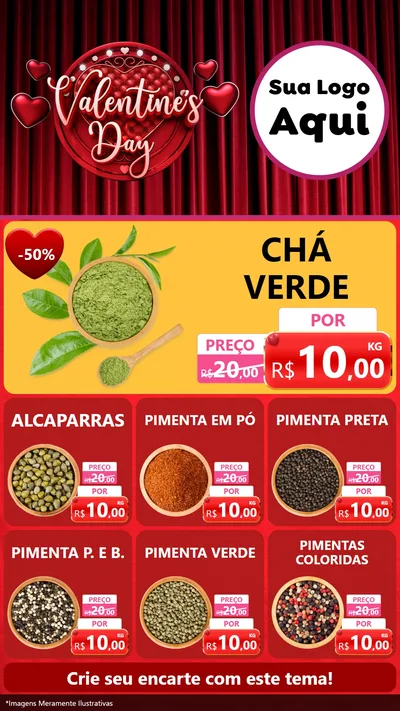 Modelo de Rede Social para Stories com o tema Valentine's Day para Produtos Naturais