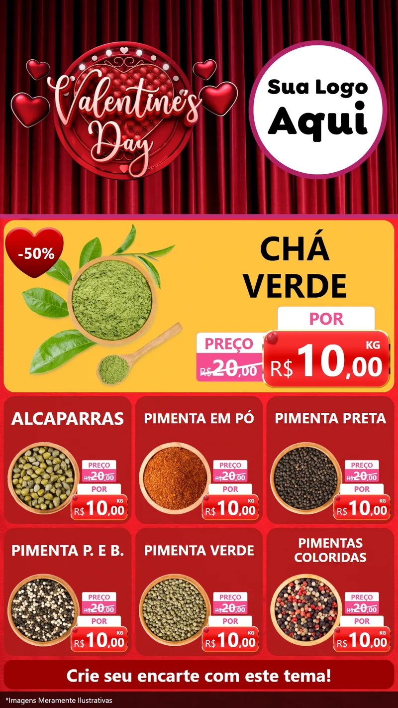 Modelo de Rede Social para Stories com o tema Valentine's Day para Produtos Naturais