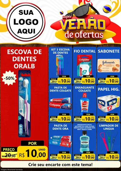 Modelo de Encarte para Encarte A4 Vertical com o tema Super Verão de Ofertas para Higiene Pessoal