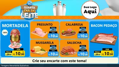 Modelo de TV para TV Horizontal com o tema Quarta Dia do Leite para Frios e Laticínios