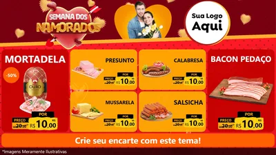 Modelo de TV para TV Horizontal com o tema Semana dos Namorados para Frios e Laticínios