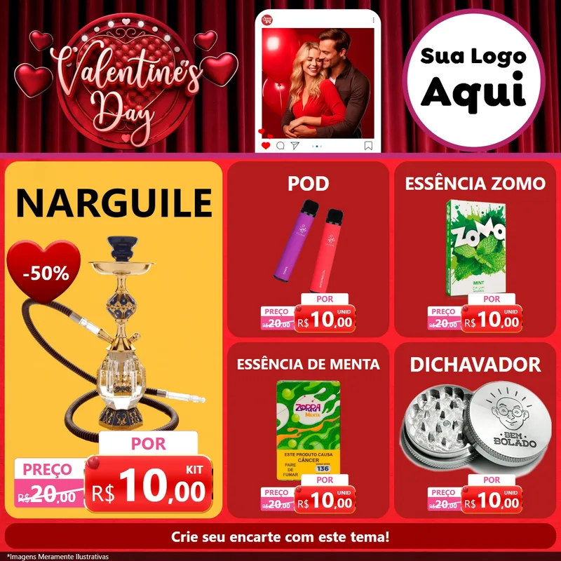 Modelo de Rede Social para Feed Facebook com o tema Valentine's Day para Tabacaria