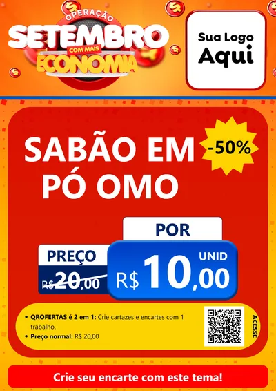 Modelo de Cartaz para Cartaz A4 Vertical com o tema Operação Setembro Com Muita Economia para Produtos de Limpeza