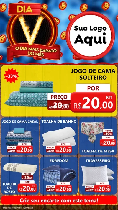 Modelo de Rede Social para Stories com o tema Dia V - O Dia Mais Barato Do Mês para Cama, Mesa e Banho