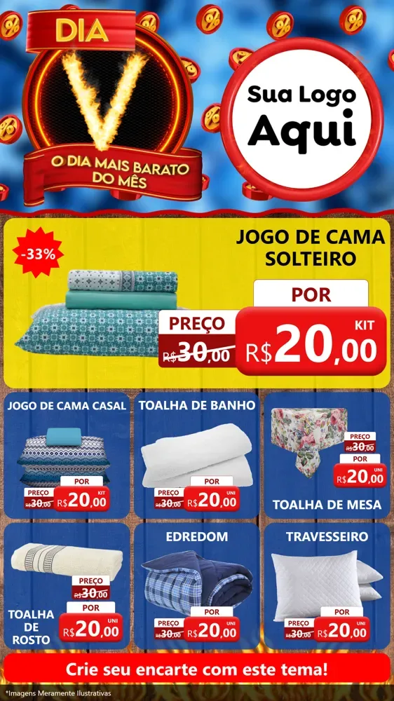 Modelo de Rede Social para Stories com o tema Dia V - O Dia Mais Barato Do Mês para Cama, Mesa e Banho