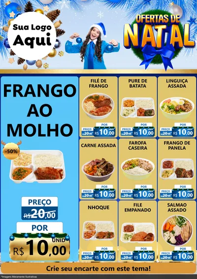 Modelo de Encarte para Encarte A4 Vertical com o tema Ofertas de Natal para Restaurante