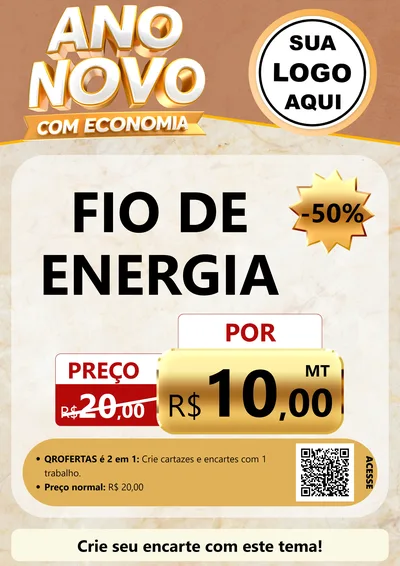 Modelo de Cartaz para Cartaz A4 Vertical com o tema Ano Novo Com Economia para Materiais Elétricos