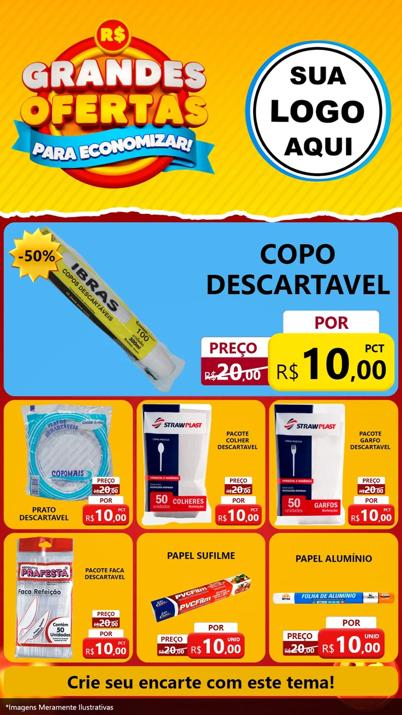 Modelo de Rede Social para Stories com o tema Grandes Ofertas Para Economizar! para Embalagens