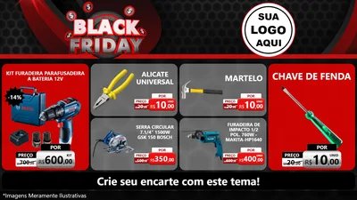 Modelo de TV para TV Horizontal com o tema Black Friday para Maquinas e Ferramentas