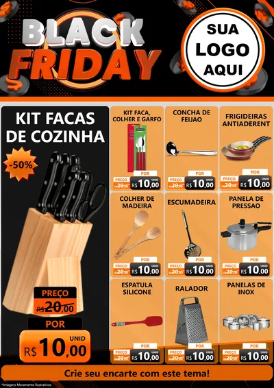 Modelo de Encarte para Encarte A4 Vertical com o tema Black Friday para Utilidades Domésticas
