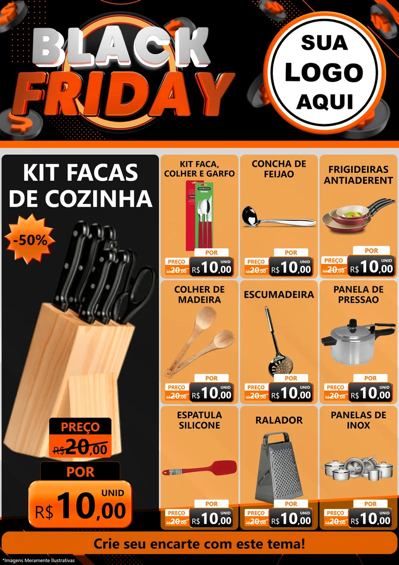 Modelo de Encarte para Encarte A4 Vertical com o tema Black Friday para Utilidades Domésticas