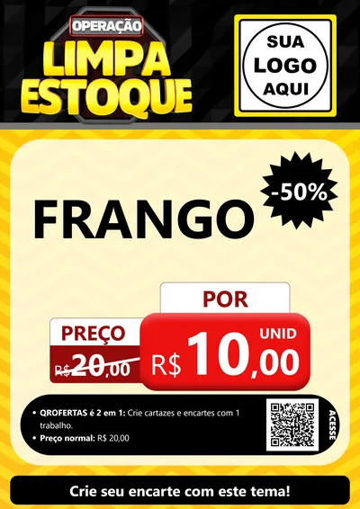 Modelo de Cartaz para Cartaz A4 Vertical com o tema Operação Limpa Estoque para Assados
