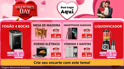 Modelo de TV para TV Horizontal com o tema Valentine's Day para Móveis e Eletro