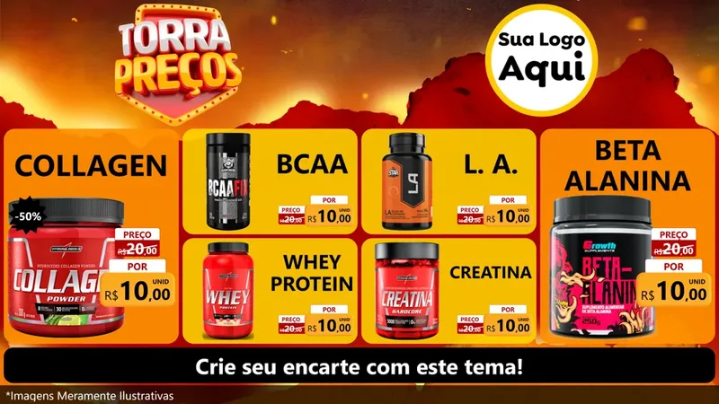 Modelo de TV para TV Horizontal com o tema Torra Preços para Suplementos alimentares