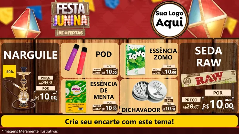 Modelo de TV para TV Horizontal com o tema Festa Junina de Ofertas para Tabacaria