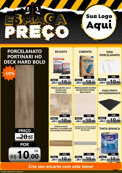 Modelo de Encarte para Encarte A4 Vertical com o tema Esmaga Preço para Pisos e revestimentos
