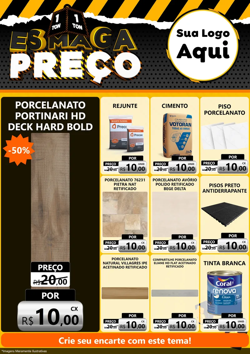 Modelo de Encarte para Encarte A4 Vertical com o tema Esmaga Preço para Pisos e revestimentos