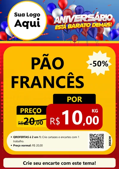 Modelo de Cartaz para Cartaz A4 Vertical com o tema Aniversário para Padaria