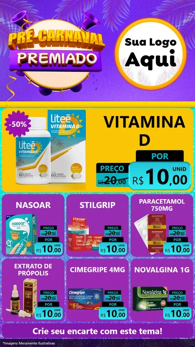 Modelo de Rede Social para Stories com o tema Pré-Carnaval Premiado para Farmácia