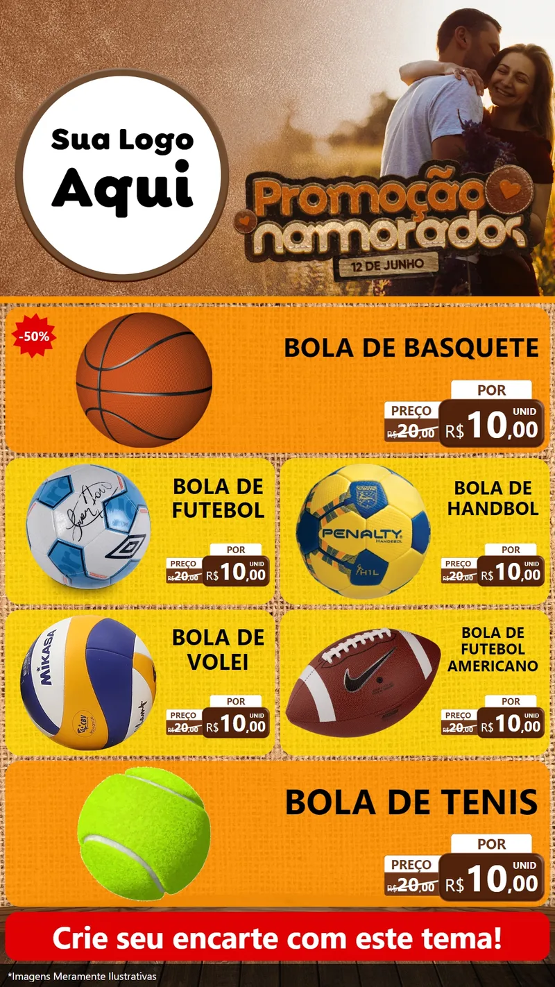 Modelo de TV para TV Vertical com o tema Promoção Namorados para Artigos Esportivos