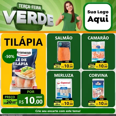 Modelo de Rede Social para Feed Facebook com o tema Terça - Feira Verde para Peixaria
