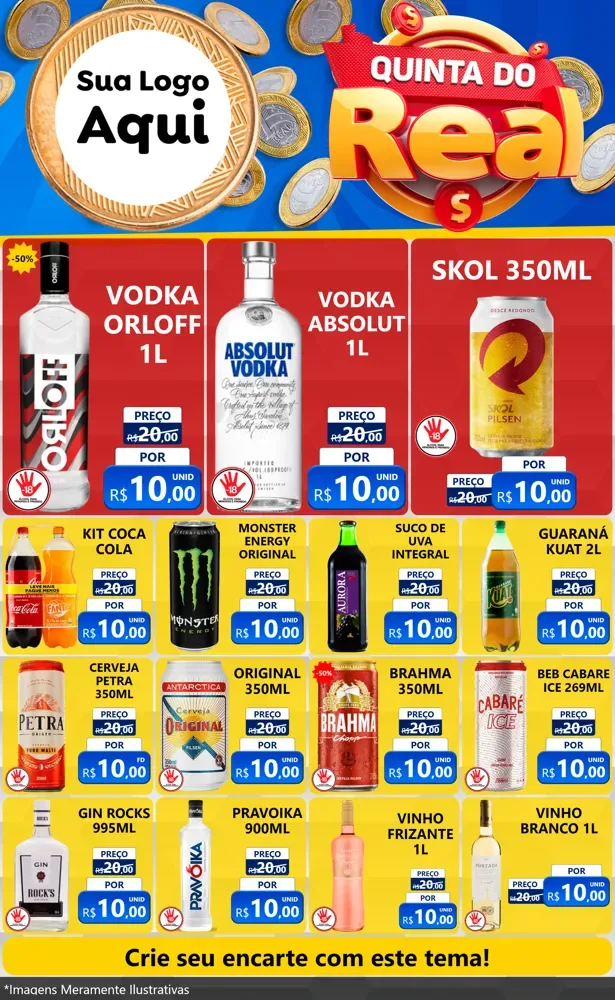 Modelo de Encarte para Encarte Grande com o tema Quinta do Real para Distribuidora de bebidas