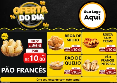 Modelo de Encarte para Encarte A4 Horizontal com o tema Oferta Do Dia para Padaria