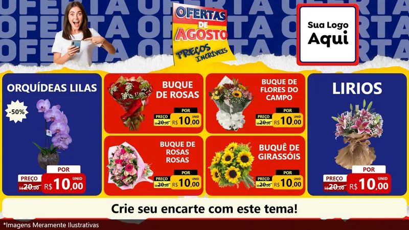 Modelo de TV para TV Horizontal com o tema Ofertas de Agosto - Preços Incríveis para Floricultura e jardim