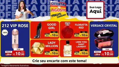 Modelo de TV para TV Horizontal com o tema Ofertas de Agosto - Preços Incríveis para Perfumes
