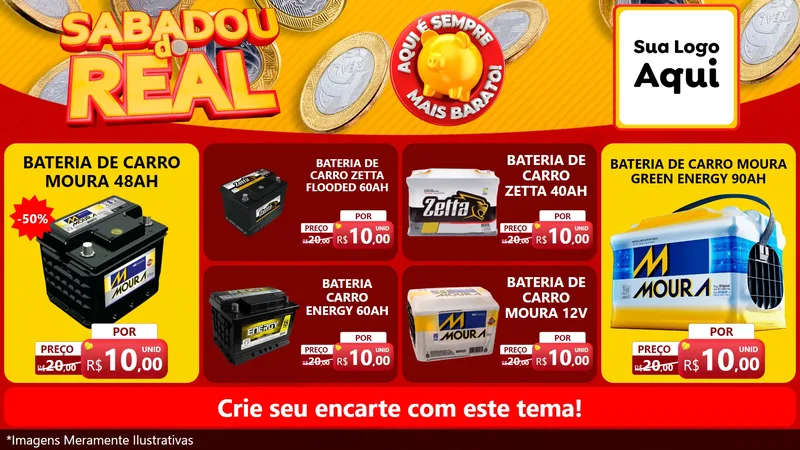 Modelo de TV para TV Horizontal com o tema Sabadou do Real para Baterias Elétricas