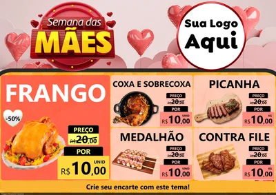 Modelo de Encarte para Encarte A4 Horizontal com o tema Semana das Mães para Assados