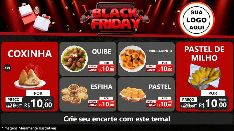 Modelo de TV para TV Horizontal com o tema Black Friday para Salgadaria