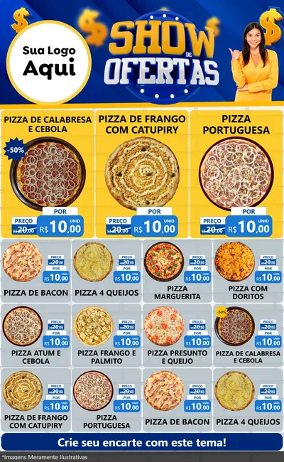 Modelo de Encarte para Encarte Grande com o tema Show de Ofertas para Pizzaria