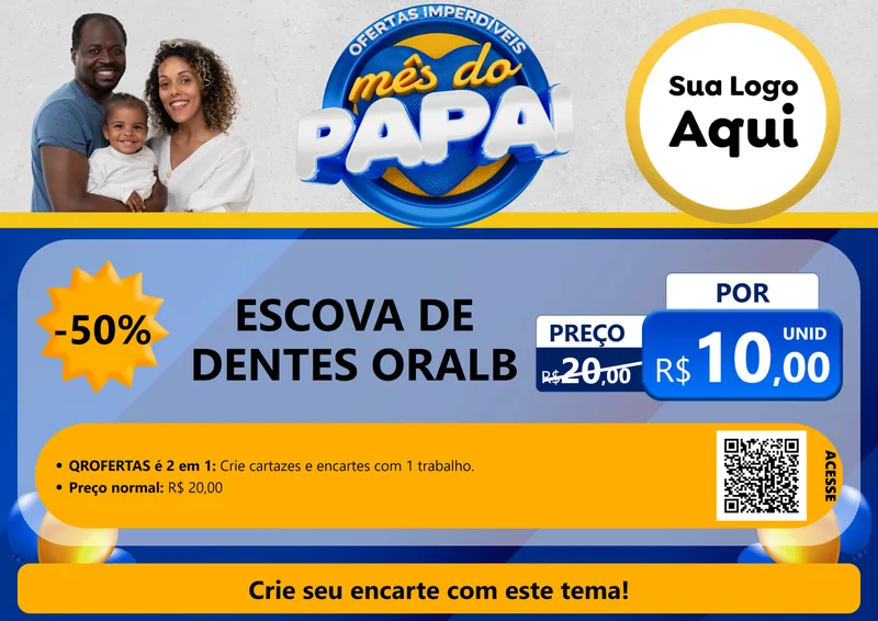 Modelo de Cartaz para Cartaz A4 Horizontal com o tema Ofertas Imperdíveis Mês Do Papai para Higiene Pessoal