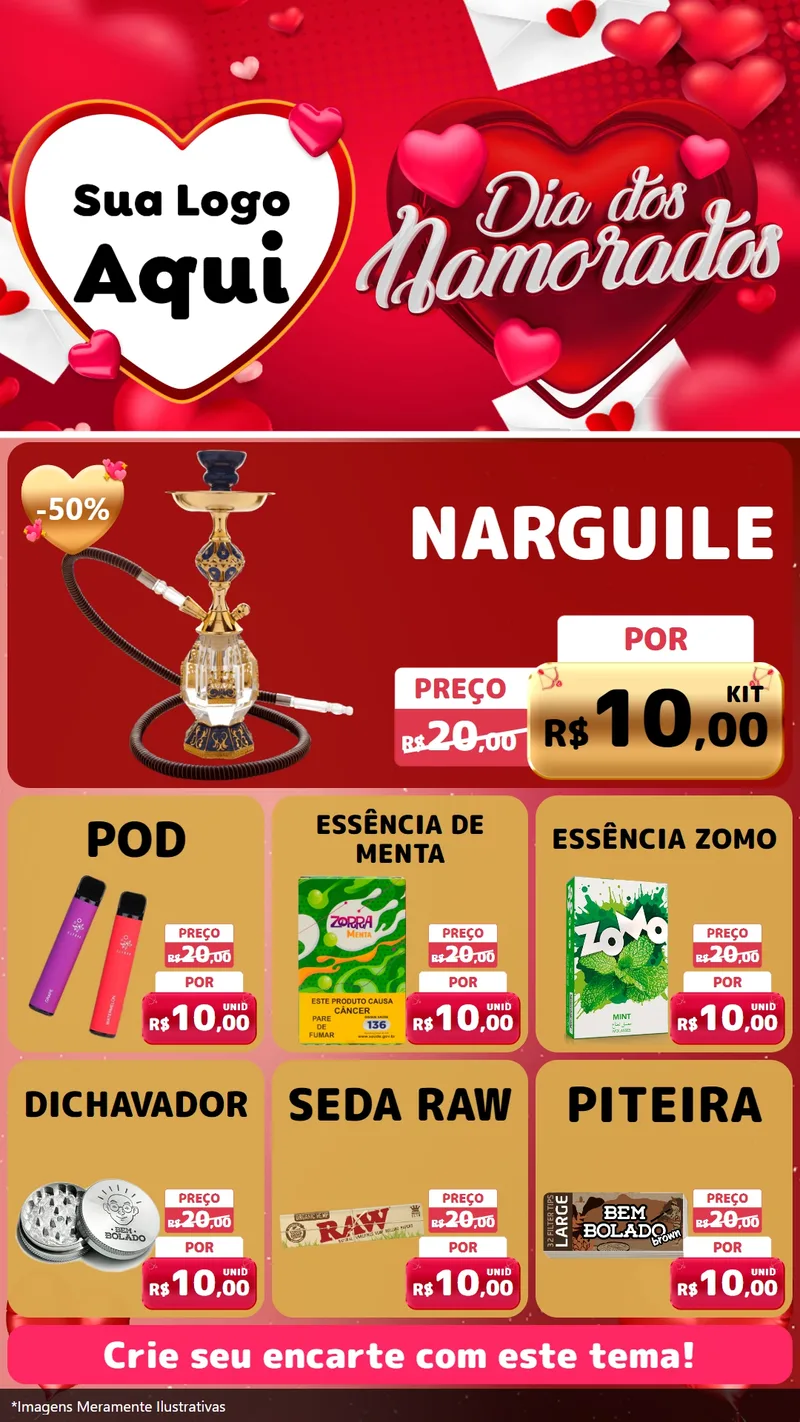 Modelo de Rede Social para Stories com o tema Dia Dos Namorados para Tabacaria