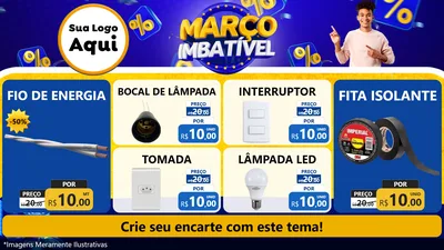Modelo de TV para TV Horizontal com o tema Março Imbatível para Materiais Elétricos