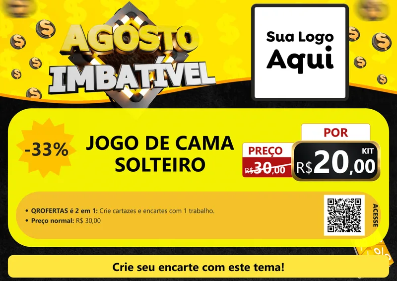 Modelo de Cartaz para Cartaz A4 Horizontal com o tema Agosto Imbatível para Cama, Mesa e Banho