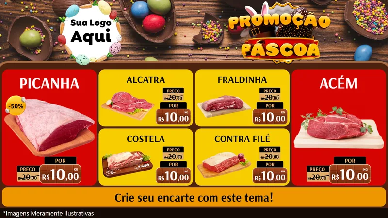 Modelo de TV para TV Horizontal com o tema Promoção Páscoa para Açougue