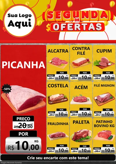 Modelo de Encarte para Encarte A4 Vertical com o tema Segunda de Ofertas para Açougue