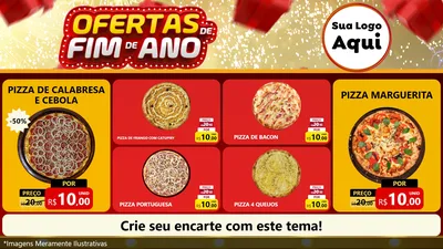 Modelo de TV para TV Horizontal com o tema Ofertas de Fim de Ano para Pizzaria