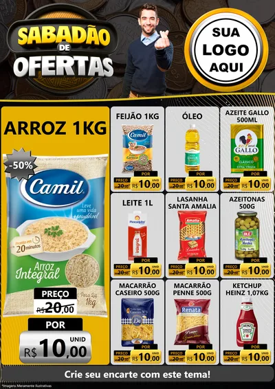 Modelo de Encarte para Encarte A4 Vertical com o tema Sabadão de Ofertas para Supermercado