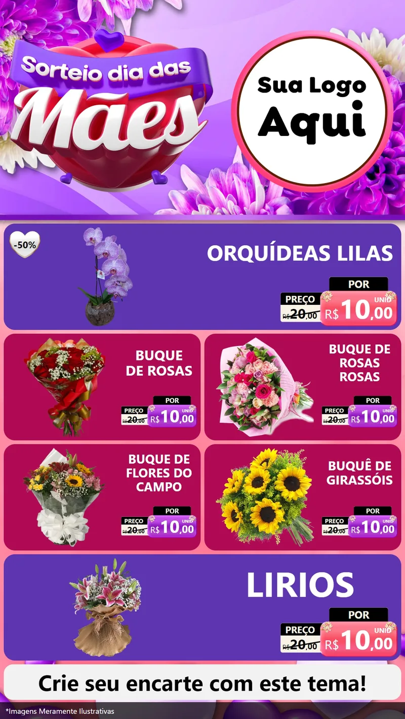Modelo de TV para TV Vertical com o tema Sorteio Dia das Mães para Floricultura e jardim