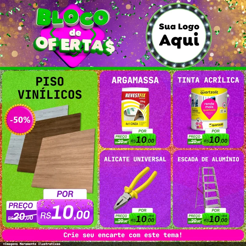 Modelo de Rede Social para Feed Facebook com o tema Bloco de Ofertas para Material para Construção