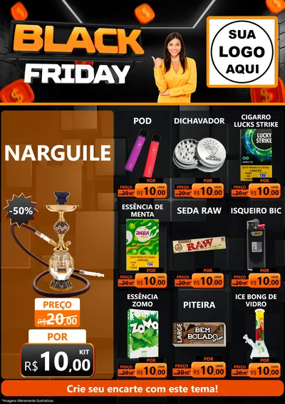 Modelo de Encarte para Encarte A4 Vertical com o tema Black Friday para Tabacaria