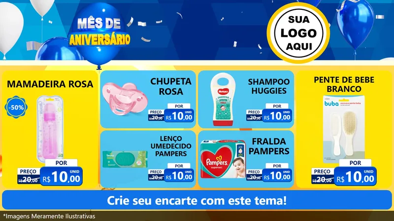 Modelo de TV para TV Horizontal com o tema Mês de Aniversário para Bebês
