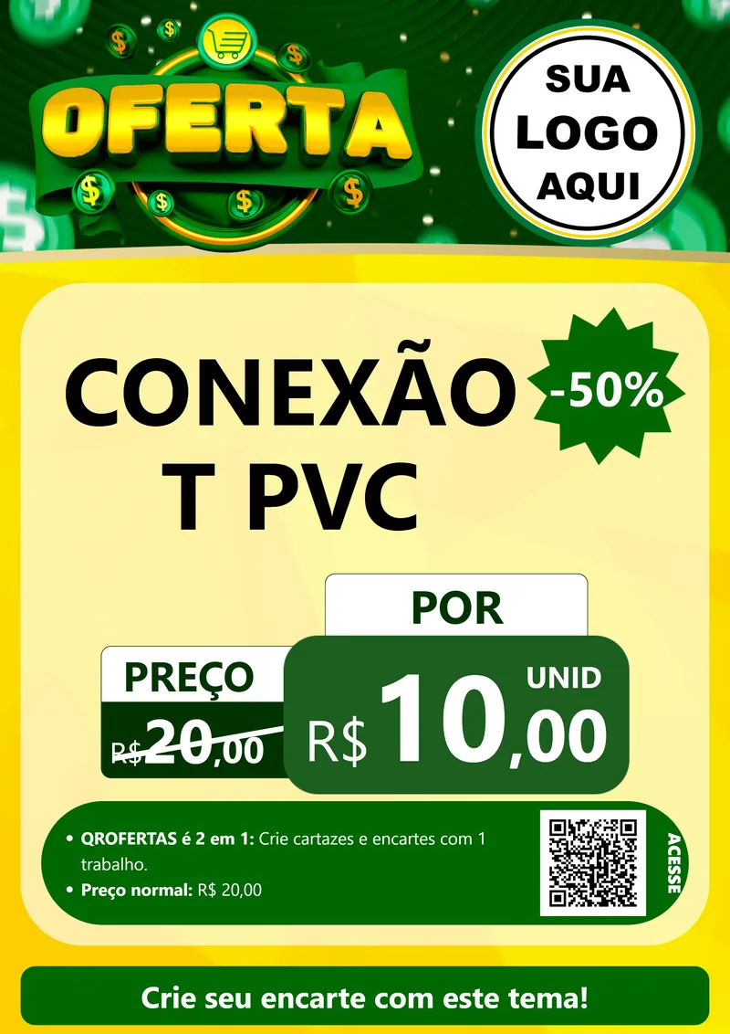 Modelo de Cartaz para Cartaz A4 Vertical com o tema Oferta para Tubos e conexões