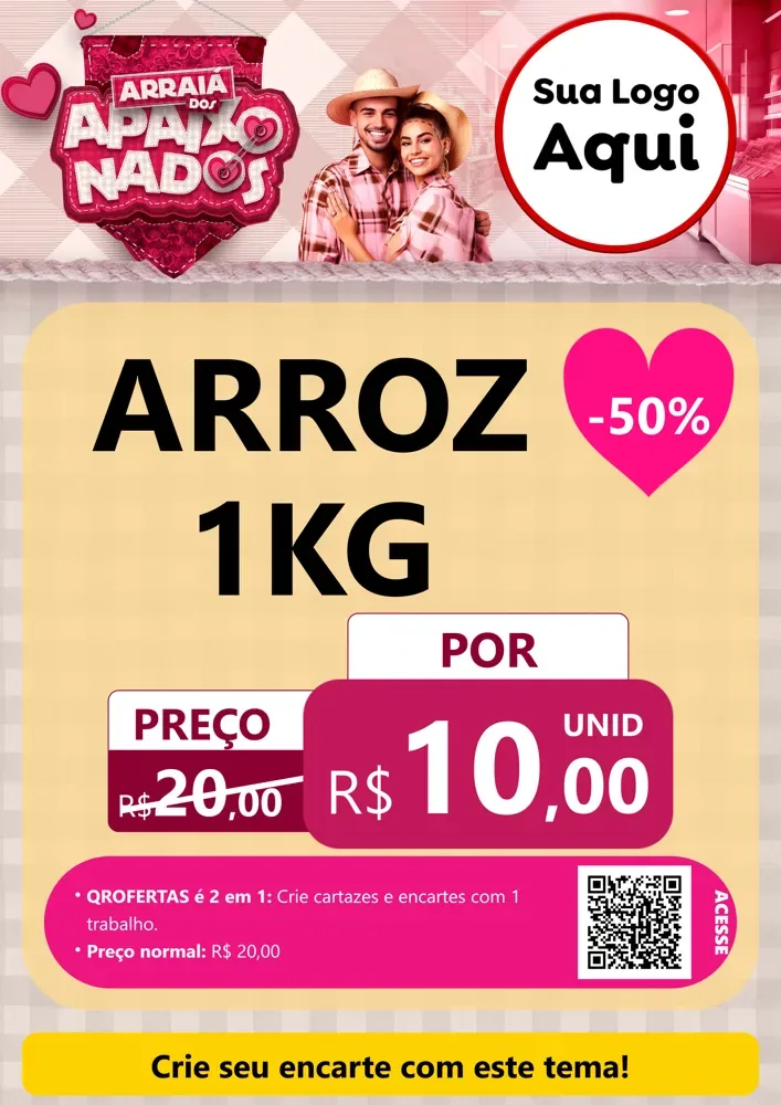 Modelo de Cartaz para Cartaz A4 Vertical com o tema Arraiá dos Apaixonados - Junina para Supermercado