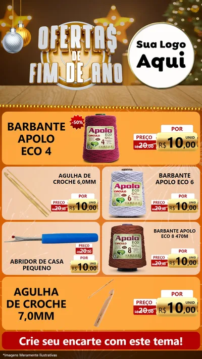 Modelo de TV para TV Vertical com o tema Ofertas de Fim de Ano para Armarinho e Aviamentos