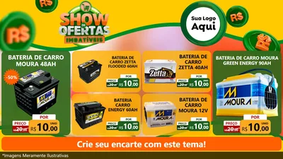 Modelo de TV para TV Horizontal com o tema Show de Ofertas Imbatíveis para Baterias Elétricas