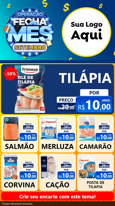 Modelo de Rede Social para Stories com o tema Operação Fecha Mês Setembro para Peixaria